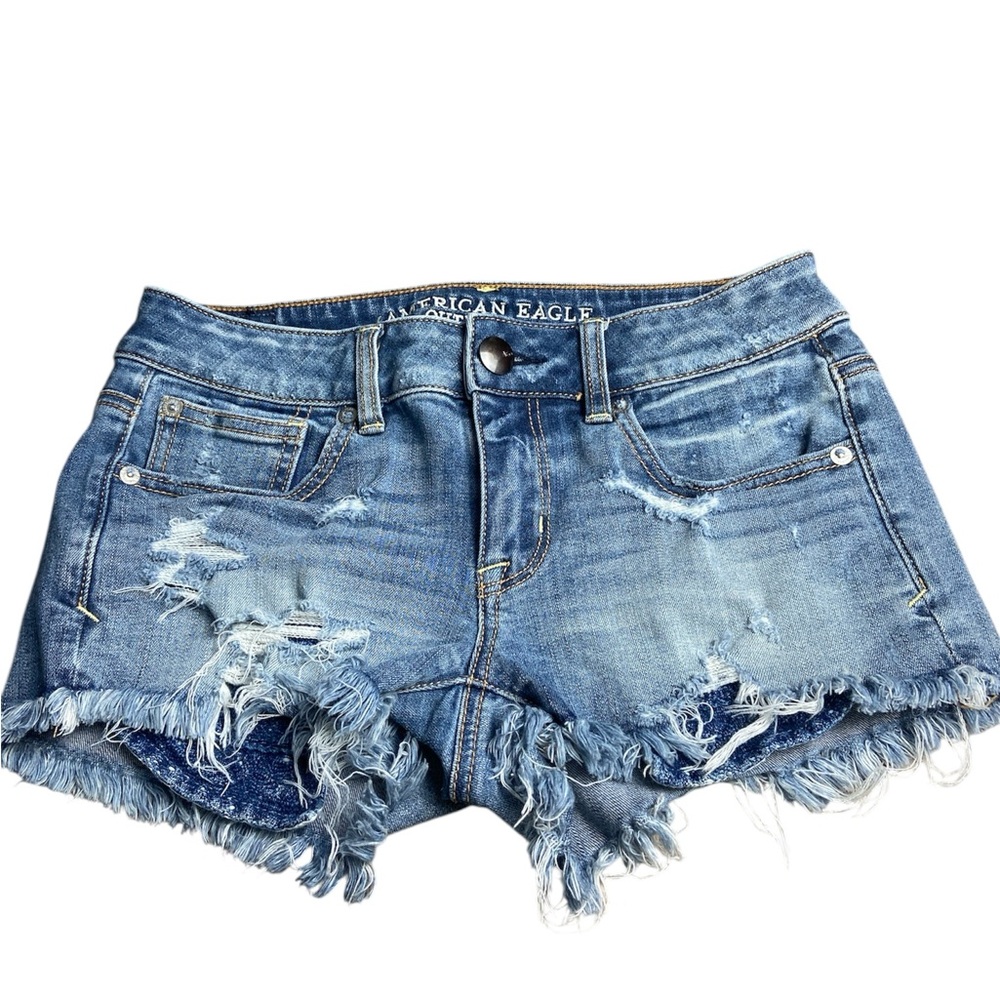 American Eagle Outfitters Distressed Blue Jean Shorts Size 2 Women